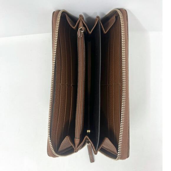 Gucci GG canvas bamboo tassel wallet brown zip-around leather trim - Picture 5 of 10
